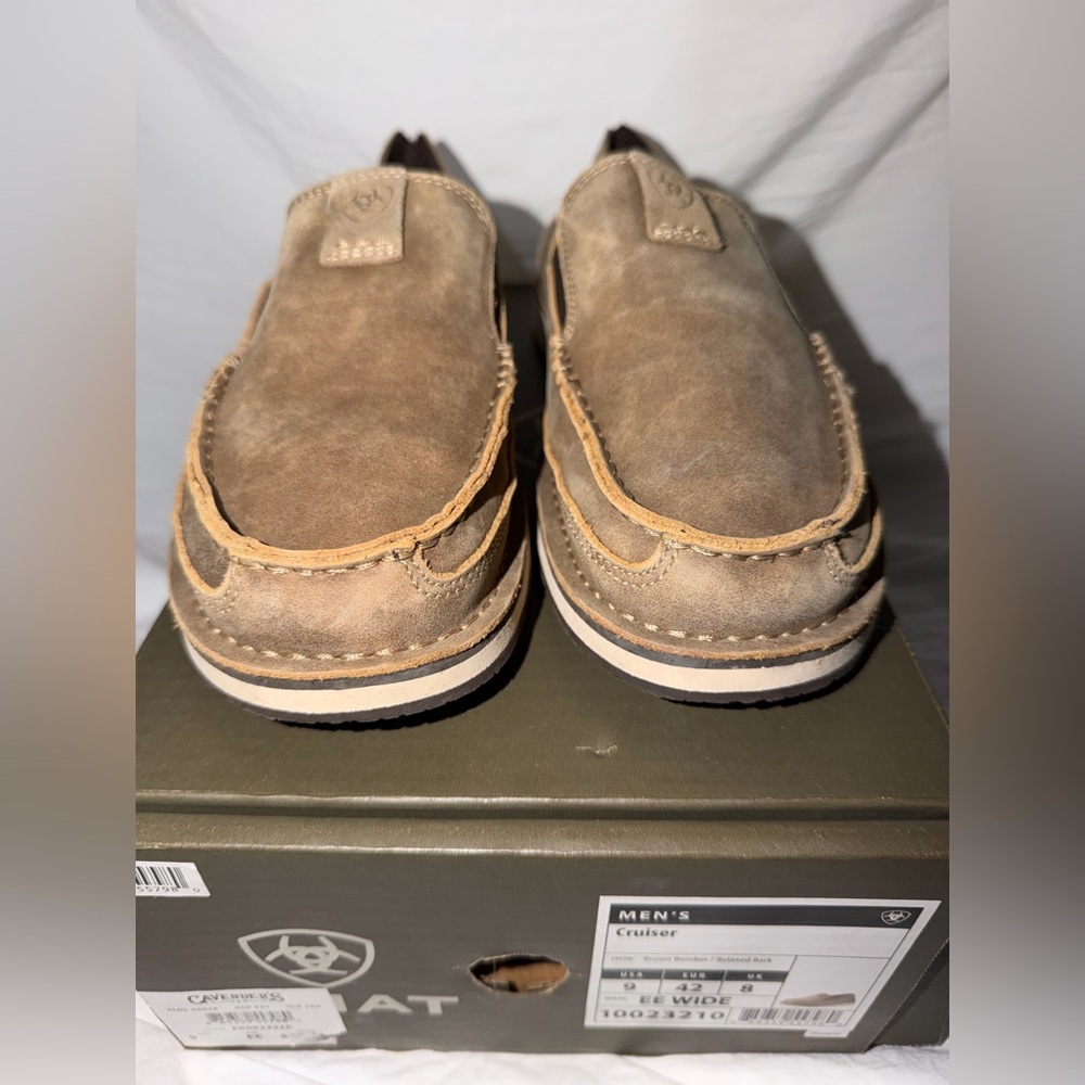 Ariat Men's Tan Leather Slip-On Loafers - Picture 2 of 8